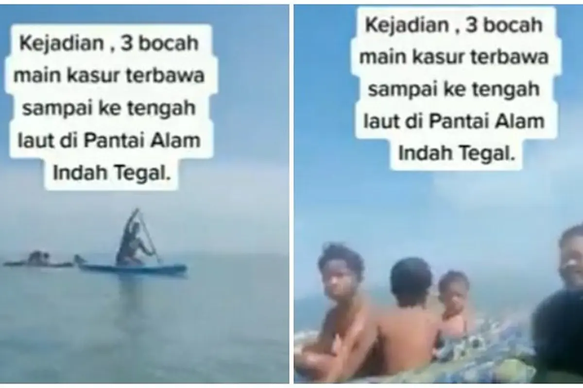 Viral Tiga Bocah Terbawa Arus ke Tengah Laut saat di Atas Kasur, Ini Faktanya