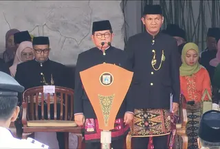 Dalam amanatnya, Pramono mengajak seluruh warga untuk tetap optimistis menyongsong masa depan Jakarta. (Liputan6.com/Winda Nelfira)