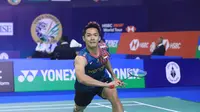 Tunggal putra Indonesia Jonatan Christie mengalahkan wakil Taiwan Wang Tzu Wei 21-18 dan 21-15 pada babak 32 besar India Open&nbsp;2025&nbsp;KD Jadhav Indoor Stadium, New Delhi, Rabu (15/1).&nbsp;(foto: PBSI)