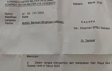 Viral Surat Berkop Koramil Sebapo Jambi Minta Bantuan Bingkisan Lebaran ke SPBU, Ini Penjelasan Kodim