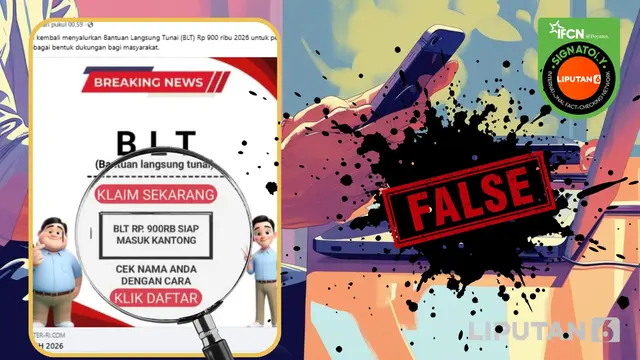 Cek Fakta menelusuri klaim link pendaftaran BLT Rp 900 ribu periode Februari 2026