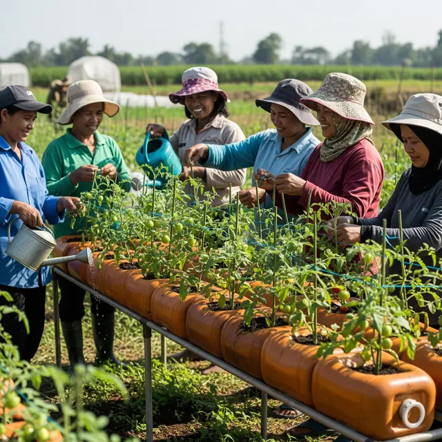 Contoh Kebun Tomat dari Jerigen Bekas untuk Ibu-Ibu Kelompok Wanita Tani