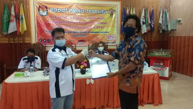 KPU Grobogan saat mengumumkan data pemilih sementara (DPS) tahun 2020. (Foto: Liputan6.com/Felek wahyu)