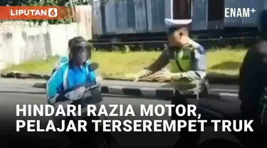 Beberapa pengendara merasa cemas ketika bertemu razia kepatuhan lalu lintas. Namun secemas apapun, jangan tiru aksi berikut yang terjadi di Karangasem, Bali. Dua pelajar berboncengan motor berniat hindari razia dengan cara berbahaya.