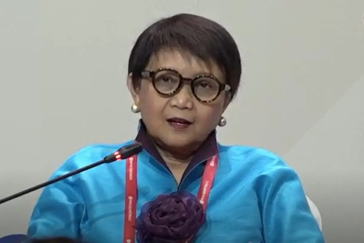 Utusan Khusus Sekretaris Jenderal PBB untuk Isu Air Retno Marsudi pada ajang St. Petersburg International Economic Forum 2026.