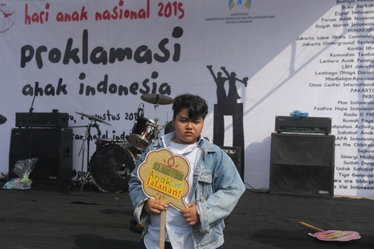 Beraksi di Car Free Day, puluhan anak serukan stop kekerasan