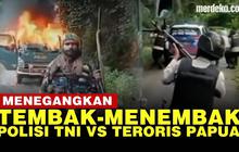 VIDEO:  Tegang, Aksi Tembak-Menembak Polisi dan TNI Vs Teroris Papua