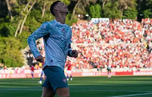 Ekspresi Cristiano Ronaldo usai melewatkan sebuah peluang emas di laga Portugal vs Chili, Minggu (7/6/2026) (AP Photo/Armando Franca)