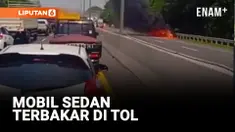 MOBIL SEDAN LUDES TERBAKAR DI TOL SIDOARJO