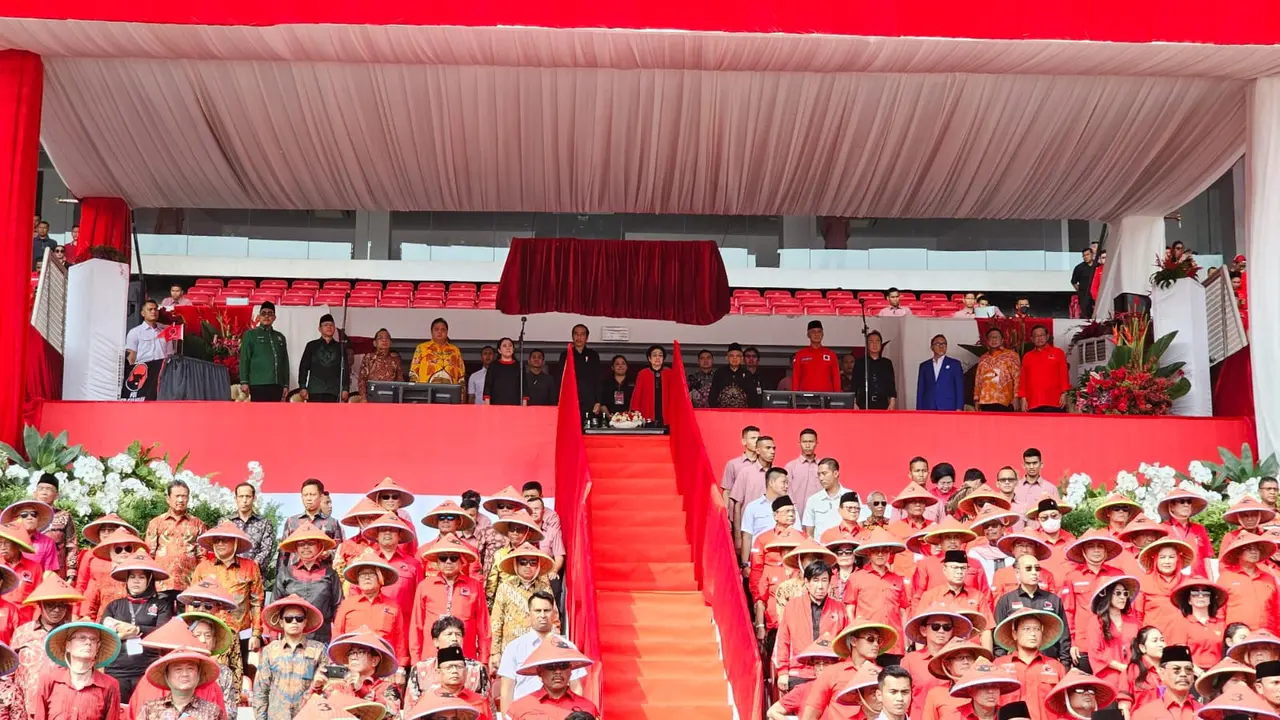 Ketua Umum (Ketum) PDIP Megawati Soekarnoputri di puncak perayaan Bulan Bung Karno 2023.