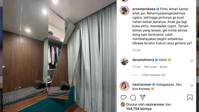 Unggahan Ernest Prakasa. (Foto: Instagram @ernestprakasa)