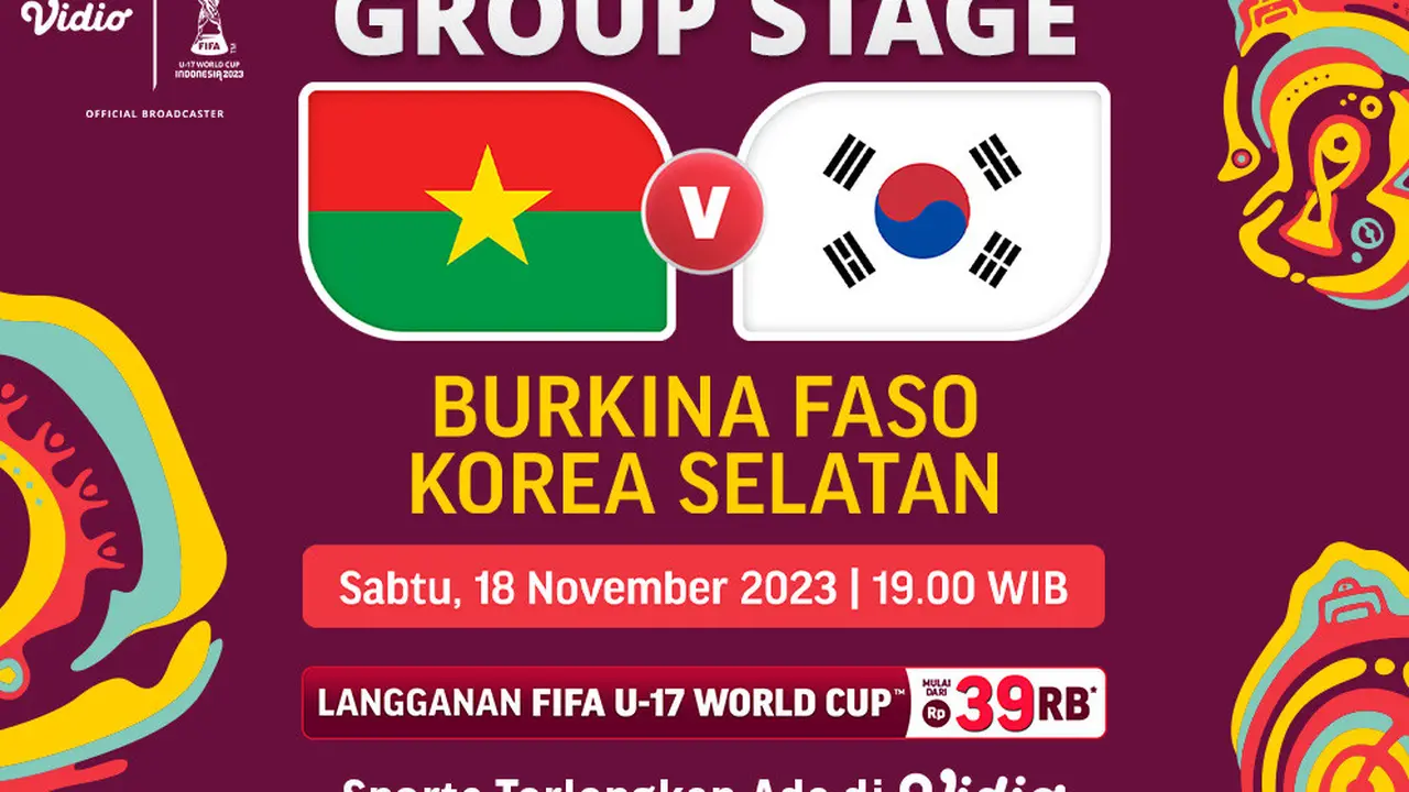 Jadwal dan Live Streaming Burkina Faso U-17 vs Korea Selatan U-17 di Vidio