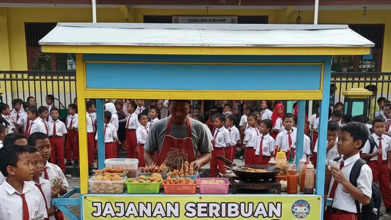 Jualan di depan SD (Gemini AI)