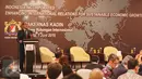 Ketum Kadin Indonesia, Rosan P Roeslani memberikan paparan saat pembukaan Rakernas Kadin Hubungan International, Jakarta, (1/6). Rakernas membahas kerjasama bisnis international, meliputi sektor perdagangan hingga investasi. (Liputan6.com/Angga Yuniar)