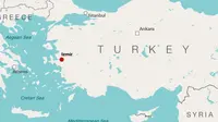 Lokasi ledakan di dekat pengadilan Izmir, Turki. (Maps4news)