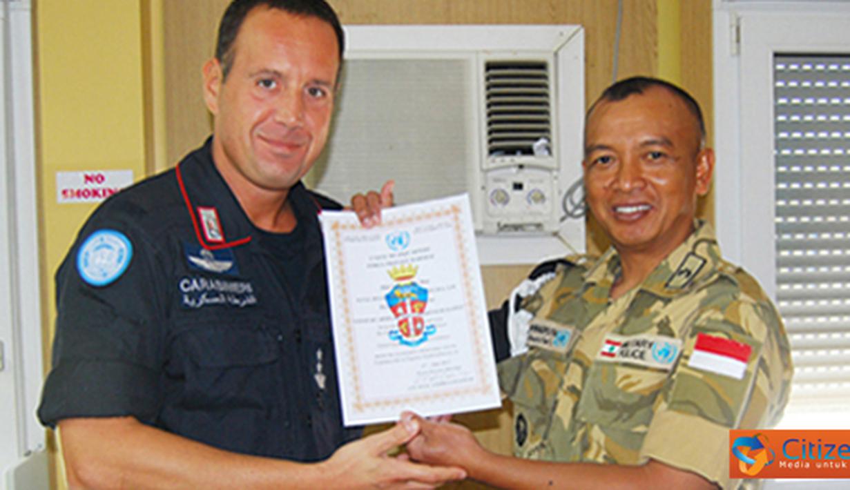 Citizen6, Lebanon: Letnan Kolonel Cpm Ida Bagus Rahwan Diputra, mengatakan, ini adalah bentuk apresiasi dan penghargaan yang diberikan oleh FPM Head Quarters UNIFIL seluruh anggota Kontingen Garuda/SEMPU. (Pengirim: Badarudin Bakri)