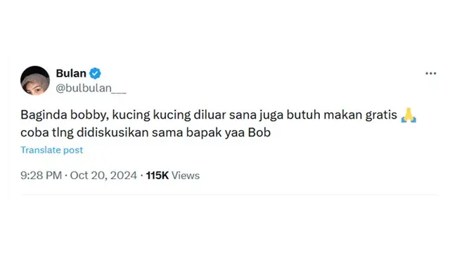 6 Permintaan Lucu Netizen ke Bobby Kertanegara Kucing Prabowo Ini Bikin Ngakak