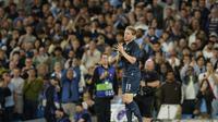 Kevin De Bruyne kembali ke Manchester City sebagai pemain Napoli dalam laga Liga Champions 2025/2026, Jumat (19/9/2025). (AP Photo/Dave Thompson)