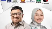 Abdusy Syakur Amin-Luthfianisa Putri Karlina (Santri) yang diusung koalisi gemuk tujuh partai dengan 36 kursi (72%) suara kursi di parlemen, plus partai buruh dan PBB, siap bersaing di Pilkada Garut 2024. (Liputan6.com/Jayadi Supriadin)