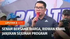 Mengisi libur akhir pekan, calon Gubernur Jakarta nomor urut 1, Ridwan Kamil menghadiri acara senam bersama warga. Ridwan Kamil juga menemui para pemilih pemula.