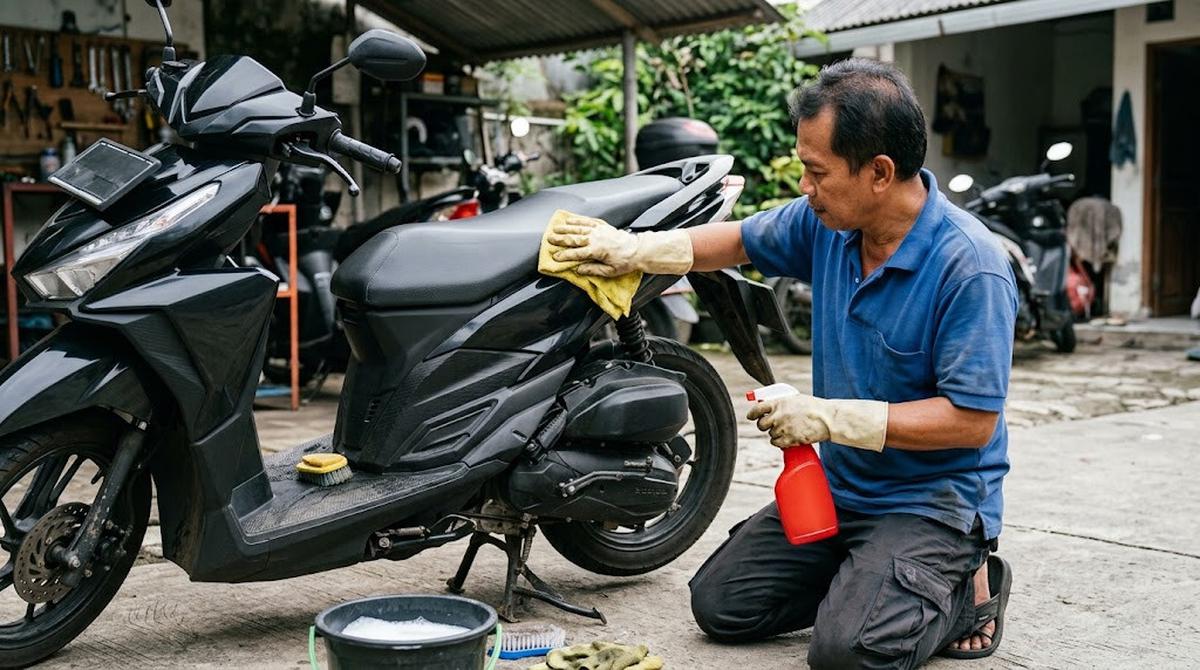 Bahan Rumahan yang Bisa Digunakan untuk Membersihkan Jok Motor dari Kotoran Kucing/AI Generated
