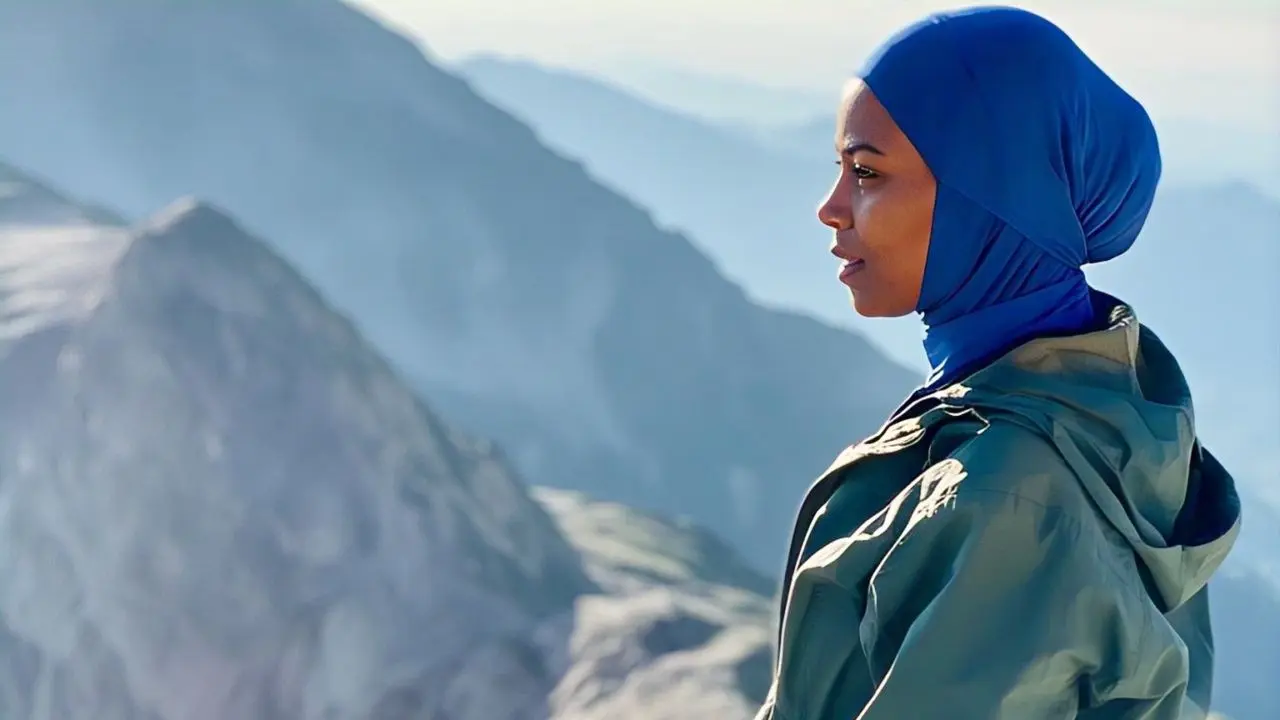 Outfit Naik Gunung Wanita Hijab: Hijab Sport + Jaket Windbreaker