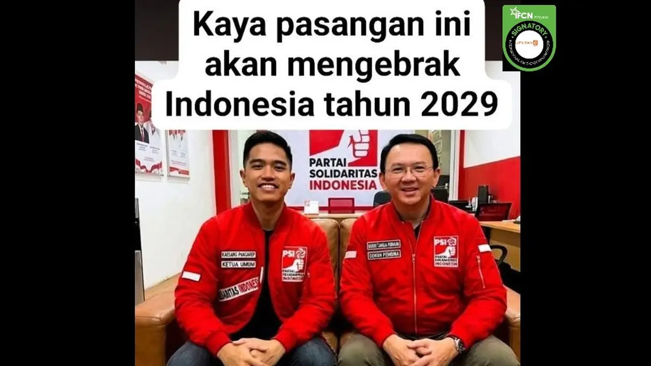 Cek Fakta Liputan6.com mendapati klaim foto Ahok duduk bersama dengan Ketua Umum PSI Kaesang Pangarep.