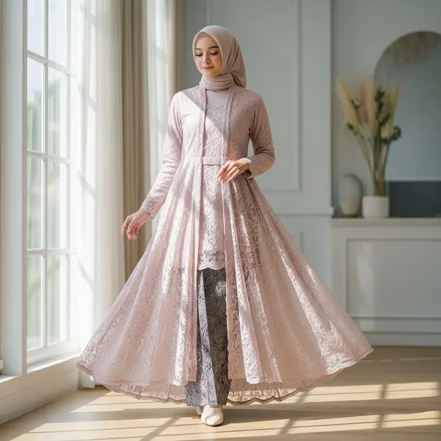 9 Model Gamis Outer Brokat Panjang, Pilihan Elegan untuk Berbagai Acara
