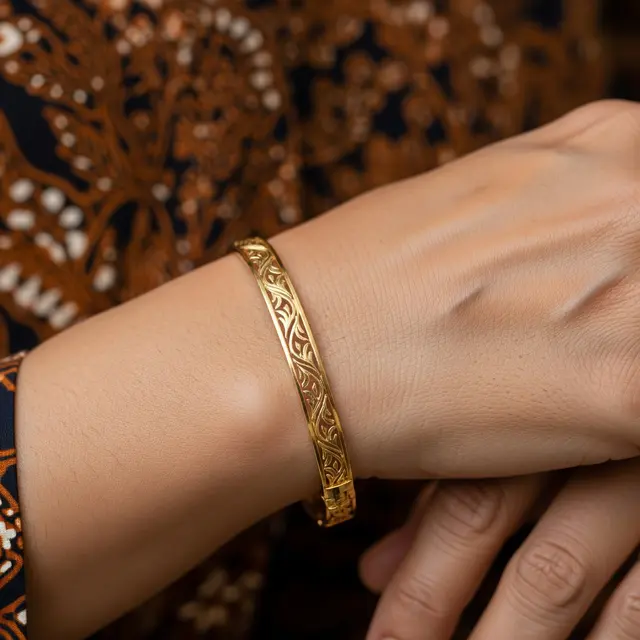 9 Gelang Emas Ukir Halus tapi Bernilai Tinggi untuk Wanita Usia 50+, Pesona Abadi