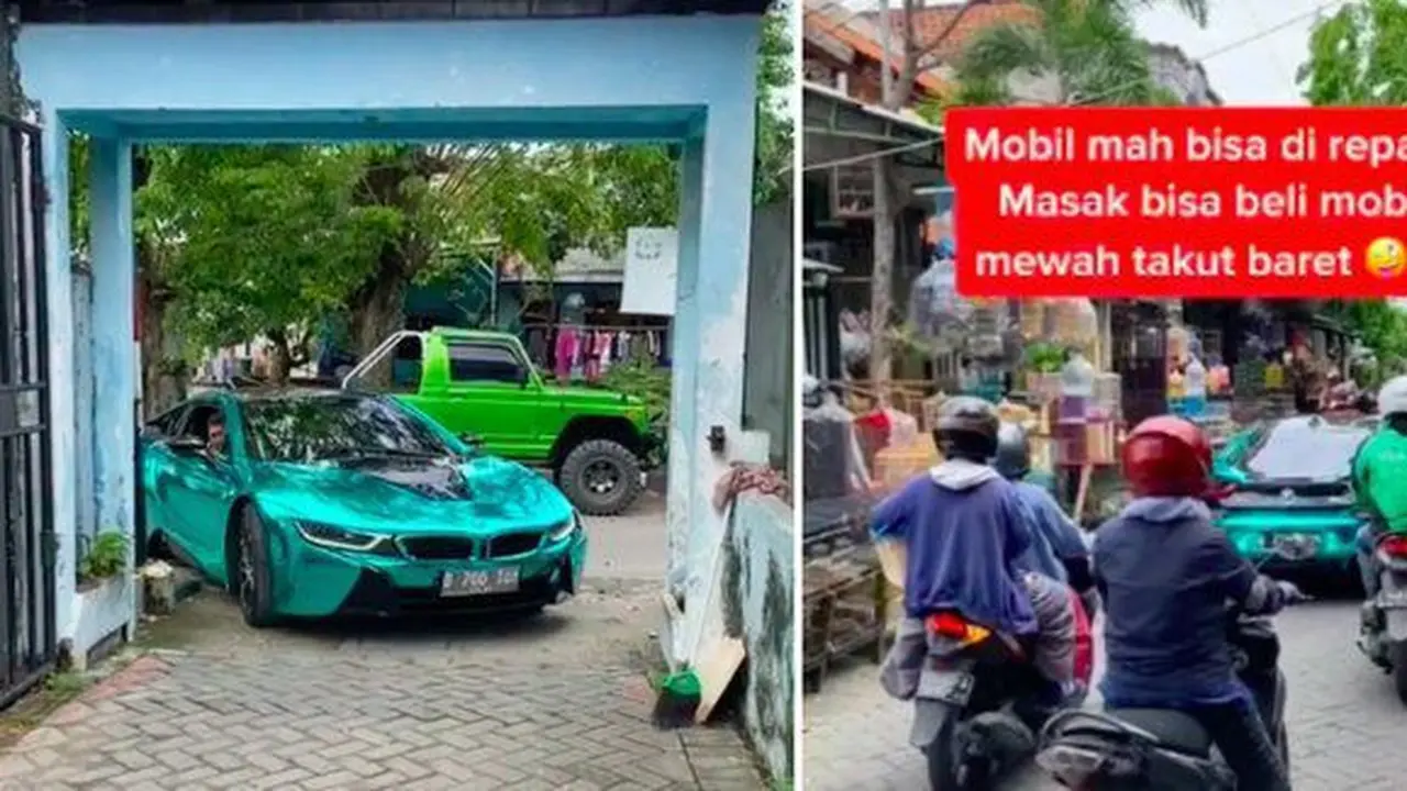 Crazy Rich Surabaya bawa mobil mewah masuk gang sempit (TikTok/tom.liwafa)