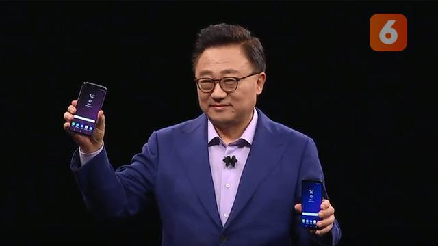 DJ Koh, Head of IT & Mobile Communications (IM) Division saat berbicara di atas panggung peluncuran Samsung Galaxy S9 di Fira Barcelona Gran Via, Spanyol. Liputan6.com/Agustin Setyo W