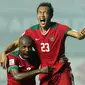 Hansamu Yama Pranata selebrasi gol saat timnas Indonesia kalahkan Thailand (Liputan6.com/Helmi Fithriansyah)