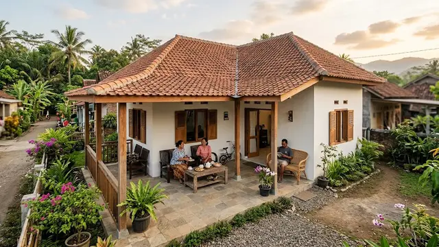 9 Desain Rumah Minimalis Kampung dengan Teras Luas Buat Santai Sore