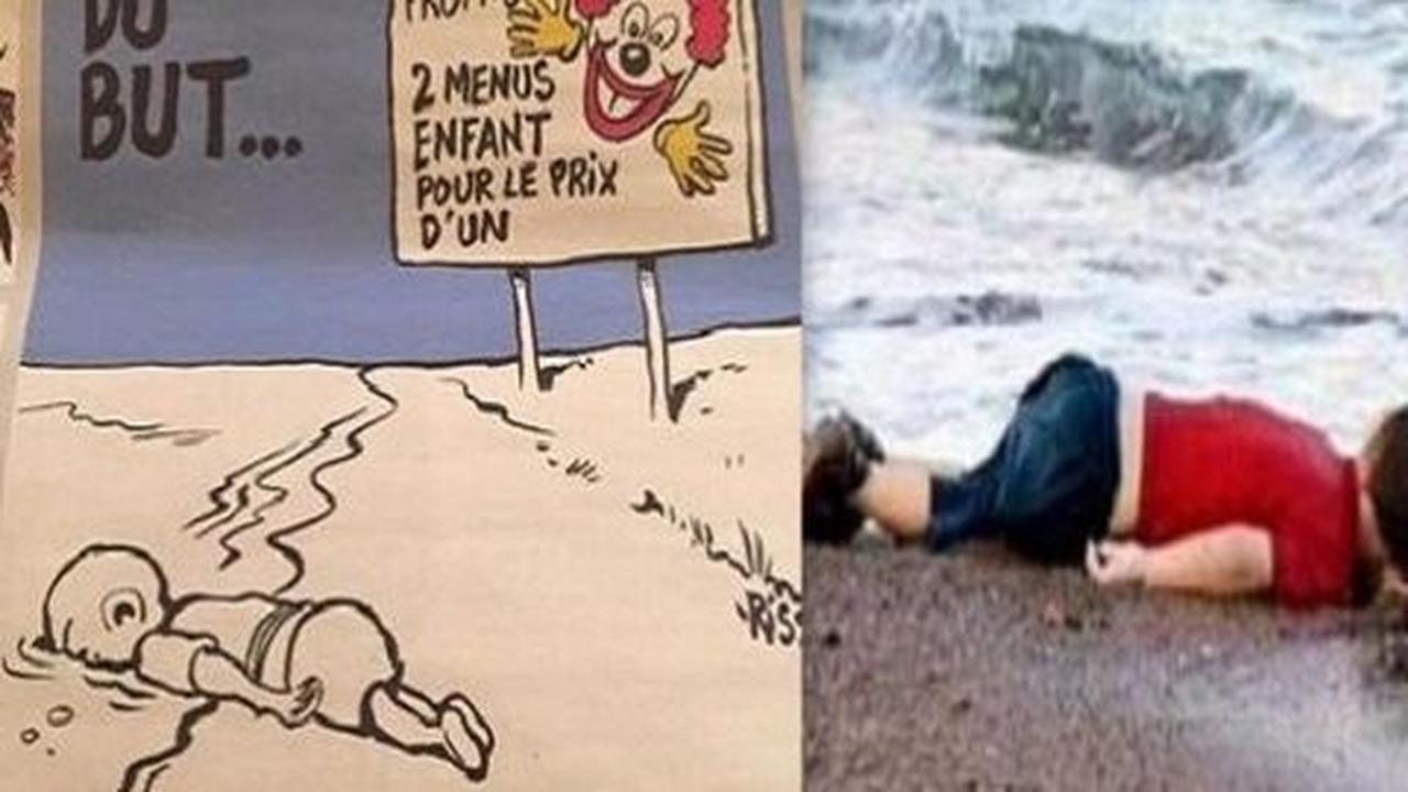 Tabloid satir Charlie Hebdo lecehkan foto Aylan Kurdi