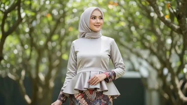Gamis Batik Kombinasi Satin untuk Pesta Resmi dan Semi Formal