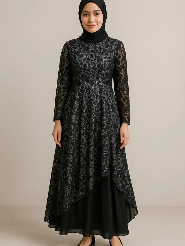 Gamis Brokat Rempel Bawah (Foto: ChatGPT)