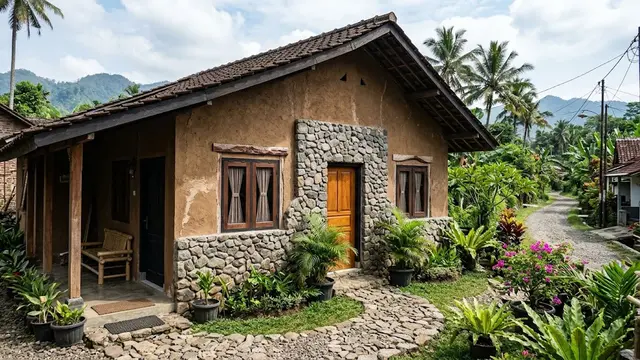 Kombinasi Warna untuk Fasad Rumah yang Menggunakan Batu Alam/AI Generated
