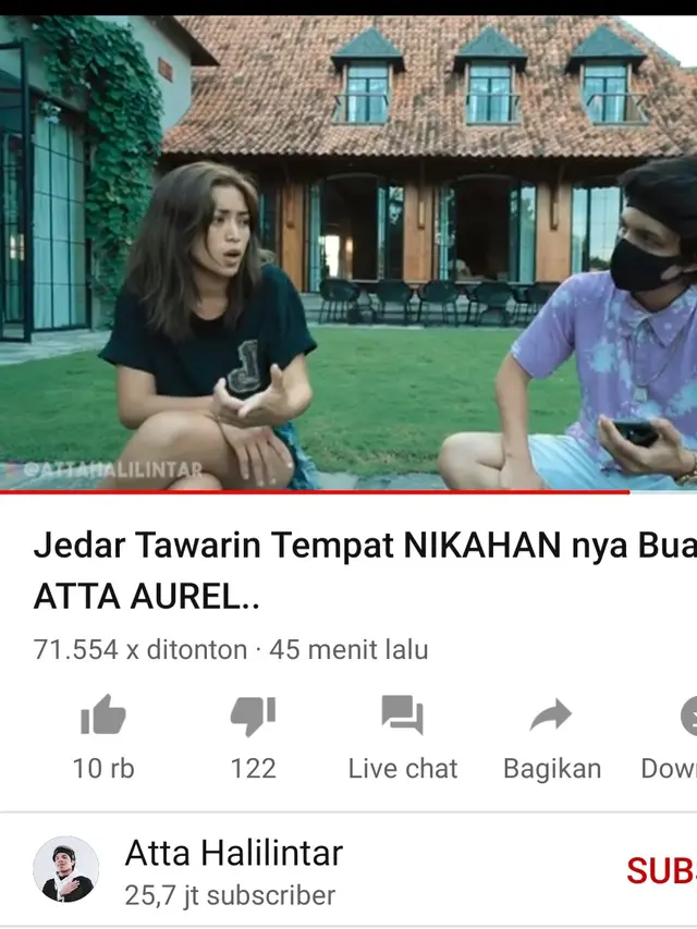 Unggahan Atta Halilintar. (Foto: YouTube Atta Halilintar)