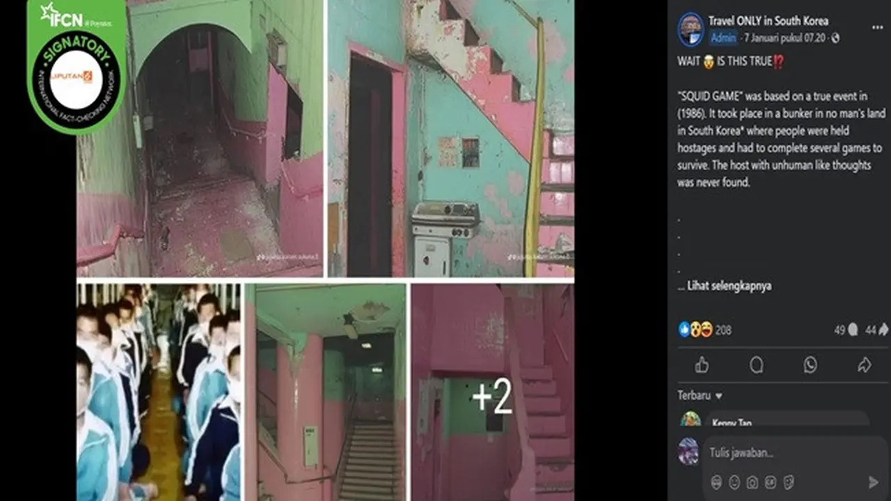 Gambar tangkapan layar foto bunker yang diklaim sebagai inspirasi dari serial serial Squid Game. (sumber: Facebook)