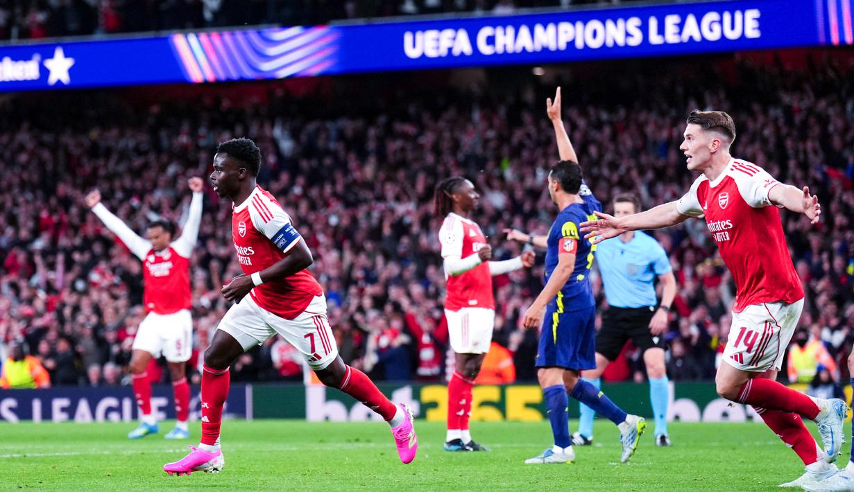 Keberhasilan melaju ke final UCL ini dibarengi dengan catatan rekor tak terkalahkan dalam 14 pertandingan beruntun. Pencapaian tersebut menjadikan The Gunners sebagai tim pertama yang mampu menjaga status unbeaten dengan jumlah laga sebanyak itu dalam satu musim. (John Walton/PA via AP)