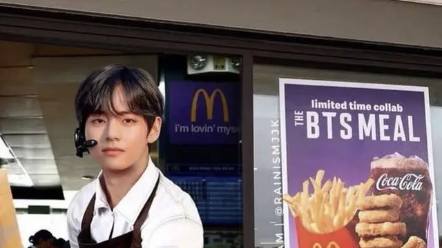 6 Editan Foto Personel BTS Jadi Pelayan, Bikin Pembeli Rela Antre