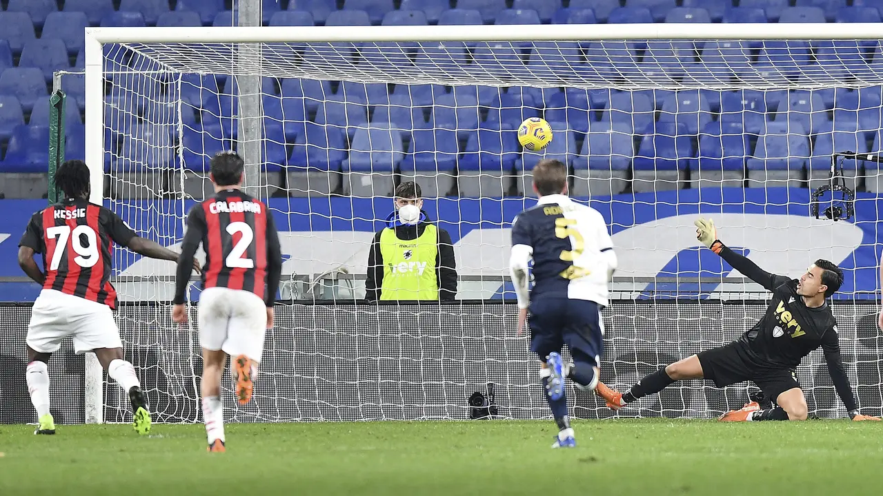 Gol Kessie dan Samuel Castillejo Bawa AC Milan Menang Tipis Atas Sampdoria