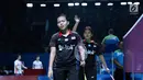 Ganda putri Indonesia, Siti F S Ramadhanti/Agatha Imanuela usai melawan Misaki Matsumoto/Ayaka Takahashi (Jepang) di 16 besar Indonesia Open 2018, Jakarta, Kamis (5/7). Imanuela/Ramadhantikalah 17-21 21-12 21-11. (Liputan6.com/Helmi Fithriansyah)