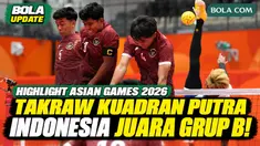 Tim sepak takraw kuadran putra Indonesia tampil impresif di Asian Games Aichi-Nagoya 2026. Indonesia mengalahkan Singapura 2-0 (15-13, 15-5) pada laga penyisihan Grup B. Kemenangan ini memastikan Indonesia finis sebagai juara Grup B dan melaju ke bab...