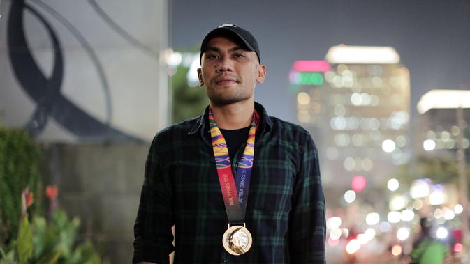 Silvester Goldberg Manik, atlet polo air Indonesia berhasil merebut medali emas di SEA Games 2019 (Marco Tampubolon/)