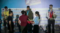 Alfian Muhammad Fajri, berhasil meraih medali emas di nomor speed di kejuaraan dunia panjat tebing (IFSC World Series)/Ist