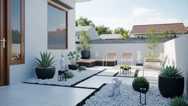 Desain Teras Sederhana Tanpa Terlihat Sempit, Cocok untuk Santai Sambil Ngeteh di Rumah Model Dengan Taman Kering