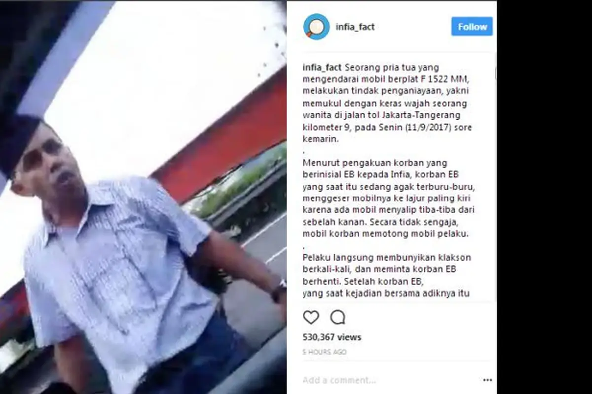 Pria Tua Tampar Wanita di Tol