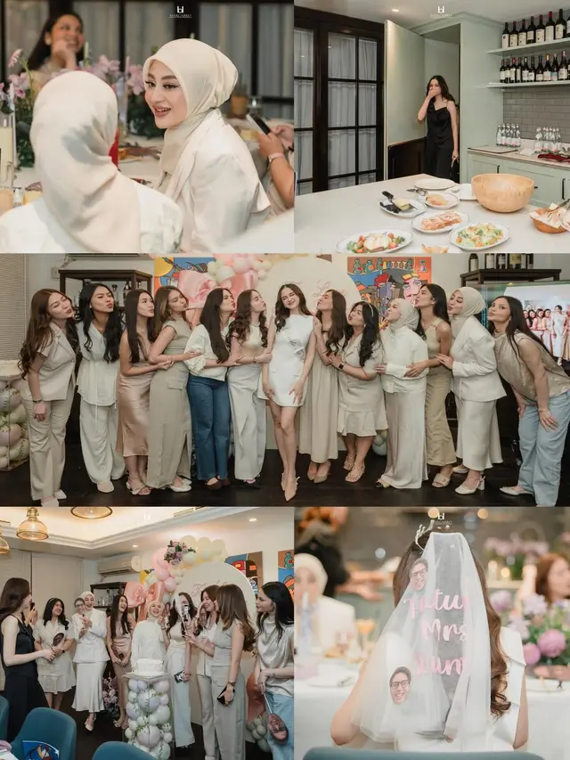 Gaya Kompak Para Sahabat Beri Kejutan Bridal Shower untuk Syifa Hadju, Serba Putih dan Nude yang Elegan