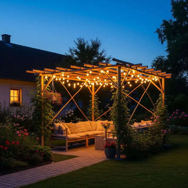 Model Pergola Bambu yang Cocok untuk Rumah Pedesaan (AI Generated)